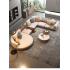 ‌L-Shaped Corner Sofa with Round Ottoman for Living Room